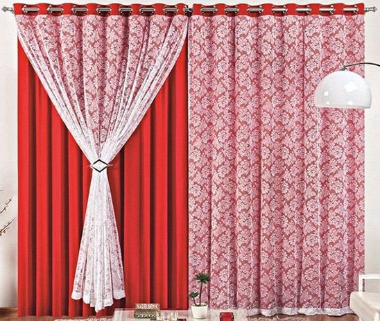Cortina Malha Vermelha e Renda Branca 3,00 x 1,70 para Varão Simples 2,00 Metros - Rose jordão cortinas Menor preço em Cortina Malha Vermelha e Renda Branca 3,00 x 1,70 para Varão Simples 2,00 Metros - Rose jordão cortinas