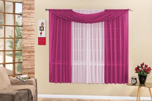 Cortina Manu para varão simples linha básica 2m Pink/Rosa - Rose jordão Menor preço em Cortina Manu para varão simples linha básica 2m Pink/Rosa - Rose jordão