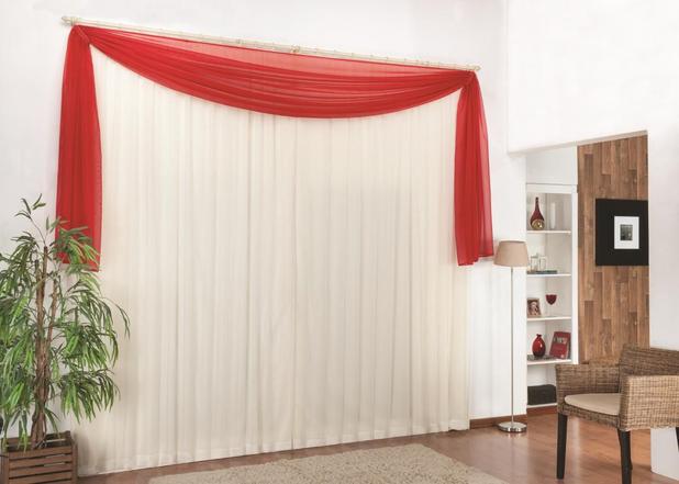 Cortina Melissa Voal Branco/Vermelho 2,00m x 1,70m - Rose jordão Menor preço em Cortina Melissa Voal Branco/Vermelho 2,00m x 1,70m - Rose jordão