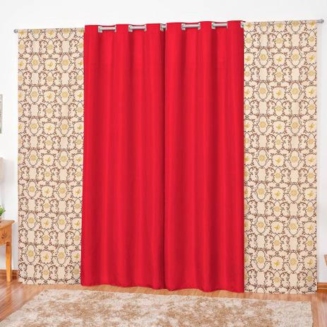 Cortina Microfibra com Rústico Estampado 2,00m x 1,70m Gênova - Vermelho - Rosdry enxovais Menor preço em Cortina Microfibra com Rústico Estampado 2,00m x 1,70m Gênova - Vermelho - Rosdry enxovais