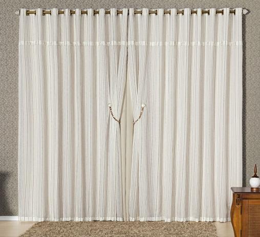 Cortina Mônaco 2,00m x 1,70m Bege Tecido Microfibra com Voal Rústico Luxo - Decorativa Menor preço em Cortina Mônaco 2,00m x 1,70m Bege Tecido Microfibra com Voal Rústico Luxo - Decorativa