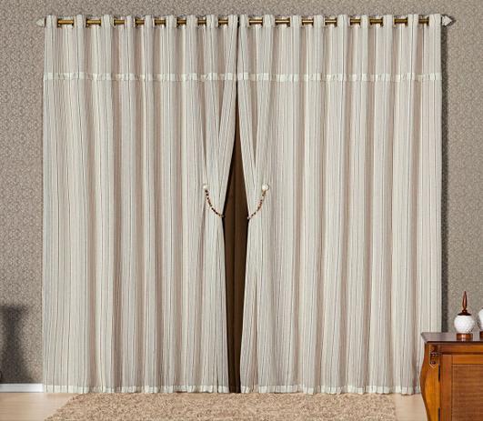 Cortina Mônaco 2,00m x 1,70m Tabaco Tecido Microfibra com Voal Rústico Luxo - Decorativa Menor preço em Cortina Mônaco 2,00m x 1,70m Tabaco Tecido Microfibra com Voal Rústico Luxo - Decorativa