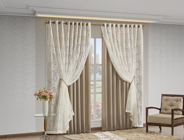 Cortina Monalisa Tecido Blackout com Renda 2,00m x 1,70m Bege - Home fernandes Menor preço em Cortina Monalisa Tecido Blackout com Renda 2,00m x 1,70m Bege - Home fernandes