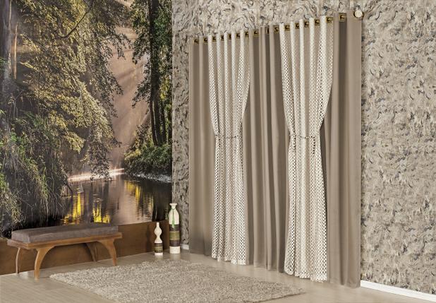 Cortina Monte Belo Blackout com Renda 2,00m X 1,70m. Bege - Home fernandes é boa?