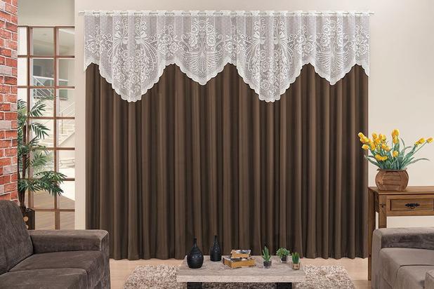 Cortina Nicole 4 Metros Tabaco Tecido Microfibra Com Renda Floral Sala Quarto - Rose Menor preço em Cortina Nicole 4 Metros Tabaco Tecido Microfibra Com Renda Floral Sala Quarto - Rose