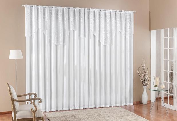 Cortina Nicole Microfibra C/Renda Branco 3,00m x 2,50m - Rose jordão Menor preço em Cortina Nicole Microfibra C/Renda Branco 3,00m x 2,50m - Rose jordão
