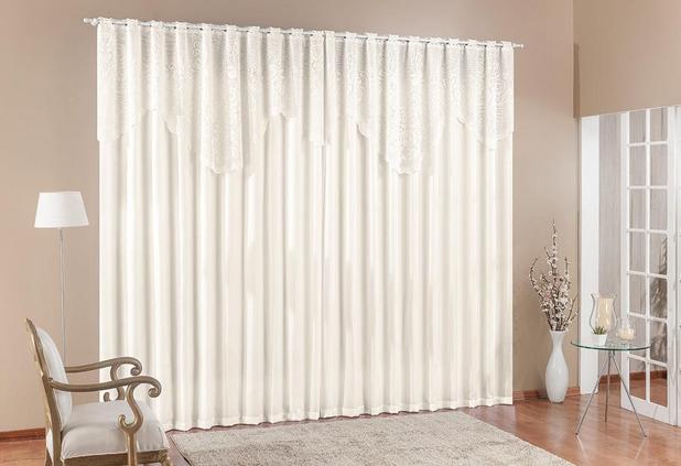 Menor preço em Cortina Nicole Microfibra C/Renda Palha 2,00m x 1,70m - Rose jordão