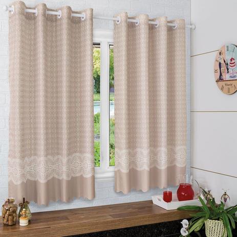 Cortina para Cozinha Bella Janela 200X120 cm Allegra Rendado Areia Menor preço em Cortina para Cozinha Bella Janela 200X120 cm Allegra Rendado Areia