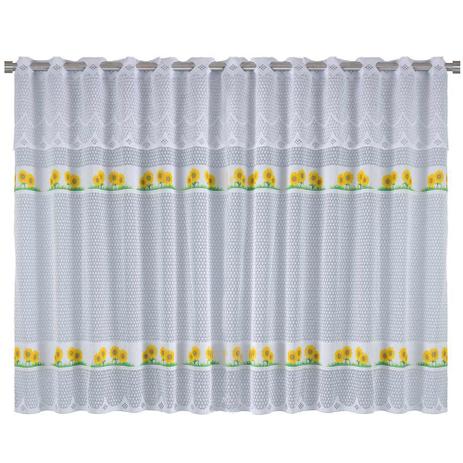 Cortina para Cozinha Botticeli 2,20m x 1,20m Renda - Girassol - Cortilester Menor preço em Cortina para Cozinha Botticeli 2,20m x 1,20m Renda - Girassol - Cortilester