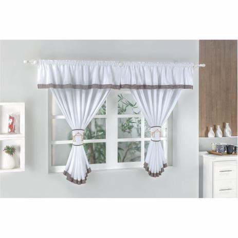 Cortina para Cozinha Gourmet 03 Peças Branco - Guga - Guga tapetes Menor preço em Cortina para Cozinha Gourmet 03 Peças Branco - Guga - Guga tapetes