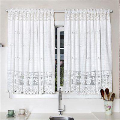 Cortina para Cozinha Interlar 220x120 cm Renda Rosas Menor preço em Cortina para Cozinha Interlar 220x120 cm Renda Rosas