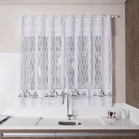 Cortina para Cozinha Interlar Valência em Renda 2,00m x 1,50m Vaquinhas Menor preço em Cortina para Cozinha Interlar Valência em Renda 2,00m x 1,50m Vaquinhas