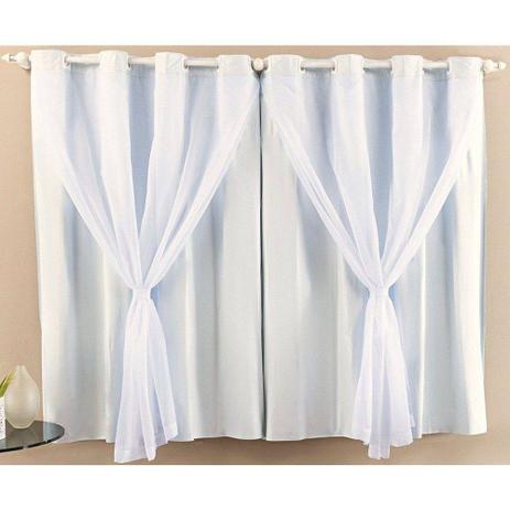 Cortina para Quarto Branca Blackout Corta Luz PVC com Voil 2,80 x 1,60 para Varão Simples 2,00 Metro - Re9casa Menor preço em Cortina para Quarto Branca Blackout Corta Luz PVC com Voil 2,80 x 1,60 para Varão Simples 2,00 Metro - Re9casa