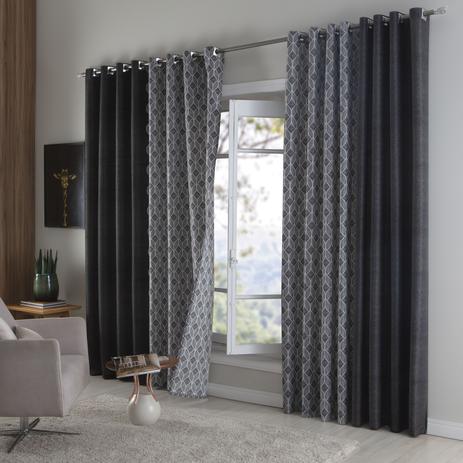 Cortina Para Sala 4,00x2,50m Preta Cinza Varão Seul Sultan Menor preço em Cortina Para Sala 4,00x2,50m Preta Cinza Varão Seul Sultan