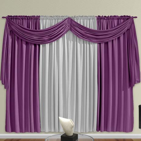 Cortina para Sala com Ilhós Kamylla Lilás 200x180 cm - Adomes Menor preço em Cortina para Sala com Ilhós Kamylla Lilás 200x180 cm - Adomes