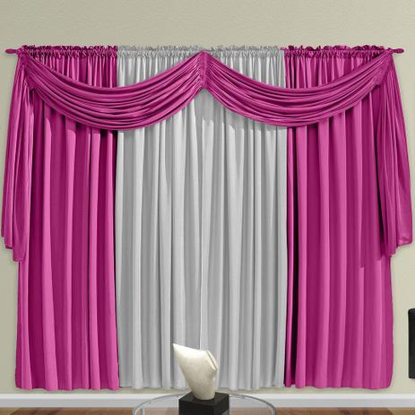 Cortina para Sala com Ilhós Kamylla Rosa 200x180 cm - Adomes Menor preço em Cortina para Sala com Ilhós Kamylla Rosa 200x180 cm - Adomes
