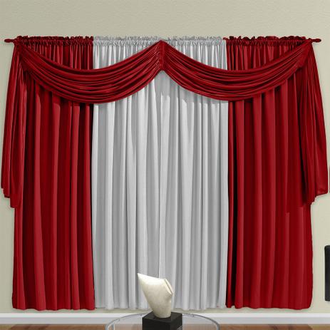 Cortina para Sala com Ilhós Kamylla Vermelha 200x180 cm - Adomes Menor preço em Cortina para Sala com Ilhós Kamylla Vermelha 200x180 cm - Adomes