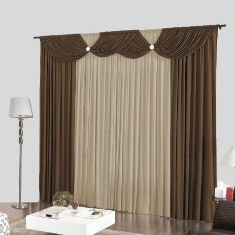 Cortina para Sala Floripa Casa Dona 200x170cm Tabaco com Bege Menor preço em Cortina para Sala Floripa Casa Dona 200x170cm Tabaco com Bege