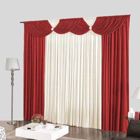 Cortina para Sala Floripa Casa Dona 300x250 Vermelho com Bege Menor preço em Cortina para Sala Floripa Casa Dona 300x250 Vermelho com Bege