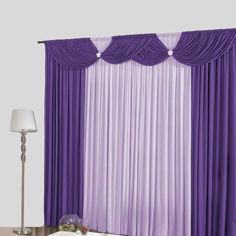 Cortina para Sala Floripa Casa Dona 400x280cm Roxo com Lilás Menor preço em Cortina para Sala Floripa Casa Dona 400x280cm Roxo com Lilás
