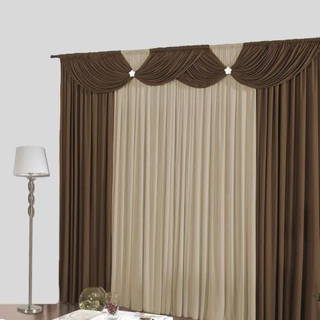 Cortina para Sala Floripa Casa Dona 400x280cm Tabaco com Bege Menor preço em Cortina para Sala Floripa Casa Dona 400x280cm Tabaco com Bege