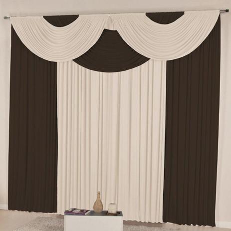 Cortina para Sala Leyde Casa Dona 200x170cm Tabaco com Bege Menor preço em Cortina para Sala Leyde Casa Dona 200x170cm Tabaco com Bege