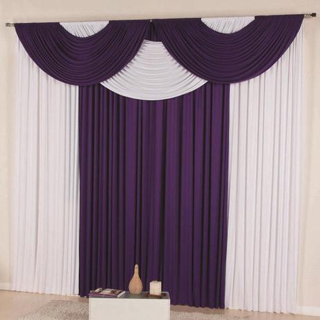 Cortina para Sala Leyde Casa Dona 300x280cm Roxo com Lilás Menor preço em Cortina para Sala Leyde Casa Dona 300x280cm Roxo com Lilás