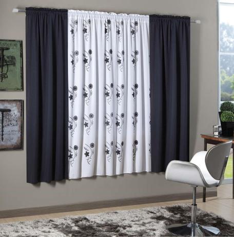 Cortina Para Sala Quarto Estampada Preto Branco 2,00x1,80 Sofia Sultan Menor preço em Cortina Para Sala Quarto Estampada Preto Branco 2,00x1,80 Sofia Sultan