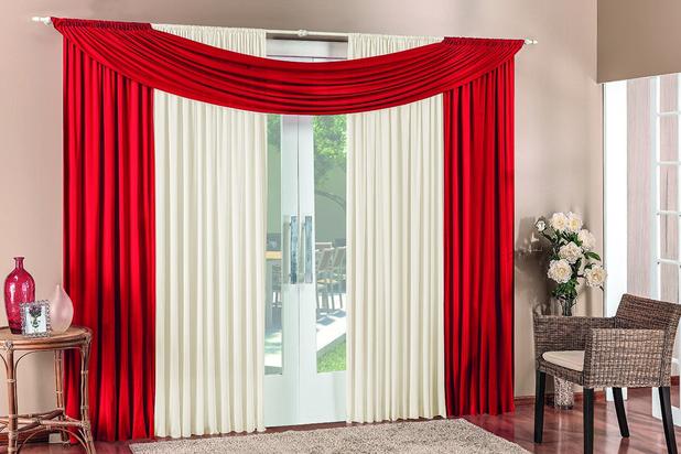 Cortina Para Sala Quarto Varão Simples 2,00 x 1,70 Vermelha - Rose jordao Menor preço em Cortina Para Sala Quarto Varão Simples 2,00 x 1,70 Vermelha - Rose jordao