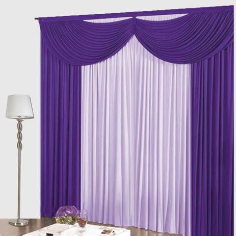 Cortina para Sala Riviera Casa Dona 200x170cm Roxo com Lilás Menor preço em Cortina para Sala Riviera Casa Dona 200x170cm Roxo com Lilás