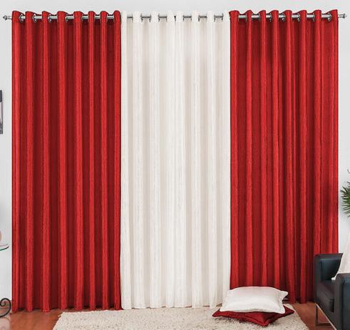 Cortina para Varão Any 3,00 x 2,50 Metros Alt Cetim Amassado - Palha e Vermelho - Rose jordão é boa?