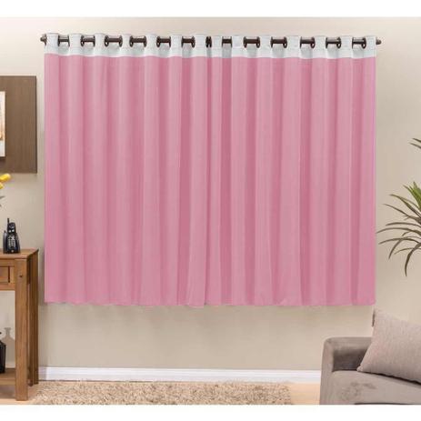 Cortina para Varão Beatriz 2 Metros x 1,70 Metros Alt. Tecido Malha - Rosa/Branco - Brastuca Menor preço em Cortina para Varão Beatriz 2 Metros x 1,70 Metros Alt. Tecido Malha - Rosa/Branco - Brastuca