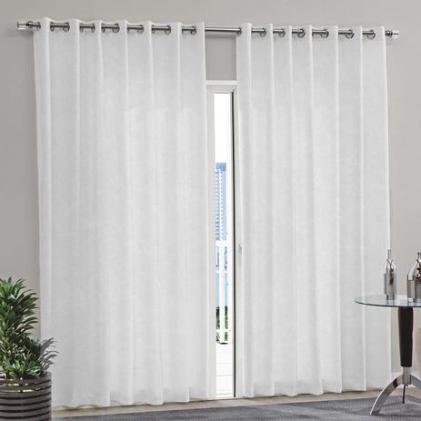 Cortina para Varão Bella Janela 300x250 cm Duplex Voil Liso e Forro Branco Menor preço em Cortina para Varão Bella Janela 300x250 cm Duplex Voil Liso e Forro Branco