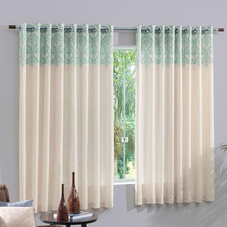 Cortina para Varão Bella Janela 400x250 cm Rústica New Spazio Style Acqua Menor preço em Cortina para Varão Bella Janela 400x250 cm Rústica New Spazio Style Acqua