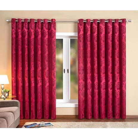 Cortina para Varão Donatela 3 Metros x 2,70 Metros Alt. Tecido Jacquard - Vermelho - Casa borda é boa?