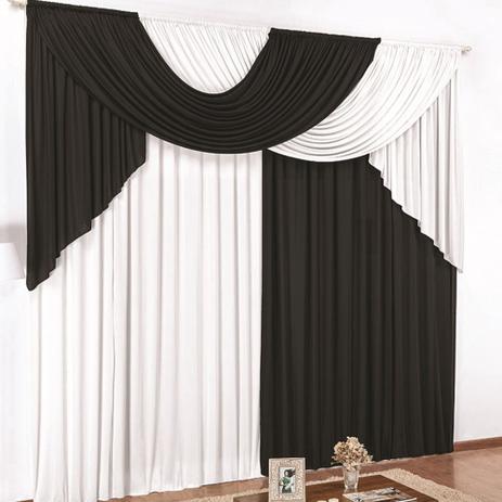 Cortina para varão duplo tecido malha 4 metros luana - preto/ branco - Rose jordão Menor preço em Cortina para varão duplo tecido malha 4 metros luana - preto/ branco - Rose jordão