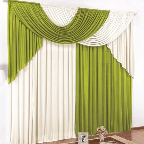 Cortina para varão duplo tecido malha 4 metros luana - verde/ palha - Rose jordão Menor preço em Cortina para varão duplo tecido malha 4 metros luana - verde/ palha - Rose jordão