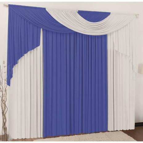 Cortina para Varão Elegance 3 Metros x 2,80 Metros Alt Tecido Malha - Azul/Branco - Brastuca Menor preço em Cortina para Varão Elegance 3 Metros x 2,80 Metros Alt Tecido Malha - Azul/Branco - Brastuca