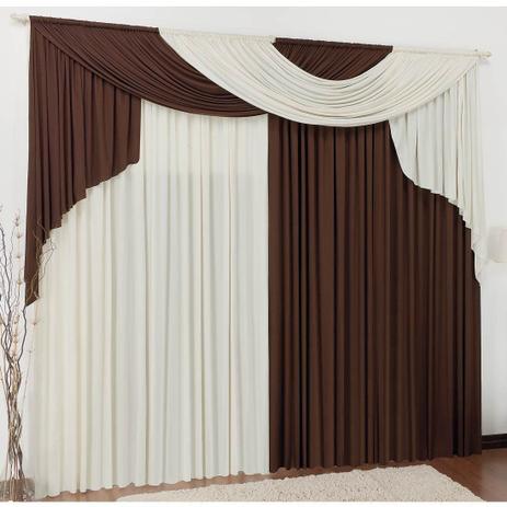 Cortina para Varão Elegance 3 Metros x 2,80 Metros Alt Tecido Malha - Tabaco/Palha - Brastuca Menor preço em Cortina para Varão Elegance 3 Metros x 2,80 Metros Alt Tecido Malha - Tabaco/Palha - Brastuca