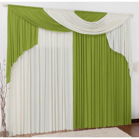 Cortina para Varão Elegance 3 Metros x 2,80 Metros Alt Tecido Malha - Verde/Palha - Brastuca Menor preço em Cortina para Varão Elegance 3 Metros x 2,80 Metros Alt Tecido Malha - Verde/Palha - Brastuca
