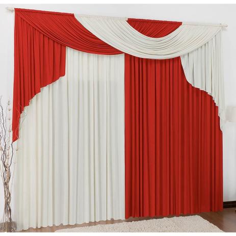 Cortina para Varão Elegance 3 Metros x 2,80 Metros Alt Tecido Malha - Vermelho/Palha - Brastuca Menor preço em Cortina para Varão Elegance 3 Metros x 2,80 Metros Alt Tecido Malha - Vermelho/Palha - Brastuca