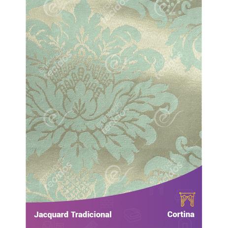 Cortina para varão em Jacquard Medalhão Tradicional Dourado e Turquesa - 1,80m x 2,00m - Jacquard tradicional Menor preço em Cortina para varão em Jacquard Medalhão Tradicional Dourado e Turquesa - 1,80m x 2,00m - Jacquard tradicional