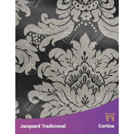 Cortina para varão em Jacquard Medalhão Tradicional Preto e Cru - 1,80m x 2,00m - Jacquard tradicional Menor preço em Cortina para varão em Jacquard Medalhão Tradicional Preto e Cru - 1,80m x 2,00m - Jacquard tradicional