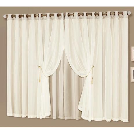 Cortina para Varão Idealle Blackout 3,00 m X 2,50 m Alt. - Tecido Blackout e Voil - Decorativa Menor preço em Cortina para Varão Idealle Blackout 3,00 m X 2,50 m Alt. - Tecido Blackout e Voil - Decorativa