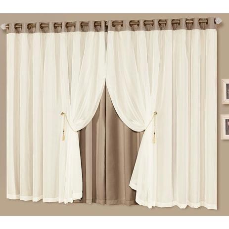 Cortina para Varão Idealle Blackout 4,00 m X 2,70 m Alt. - Tecido Blackout e Voil - Decorativa Menor preço em Cortina para Varão Idealle Blackout 4,00 m X 2,70 m Alt. - Tecido Blackout e Voil - Decorativa
