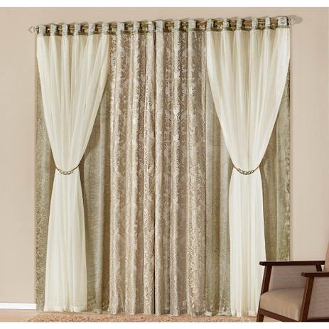Cortina para Varão Primavera 3 Metros x 2,70 Metros Alt. Tecido Seda c/ Voil e Renda- Prata Envelhecido - Decorativa Menor preço em Cortina para Varão Primavera 3 Metros x 2,70 Metros Alt. Tecido Seda c/ Voil e Renda- Prata Envelhecido - Decorativa