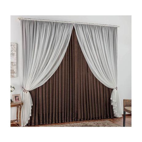 Cortina para Varão Renascence 2 Metros x 1,80 Metros Alt. Tecido Seda Amassada com Voil - Tabaco - Valle é boa?