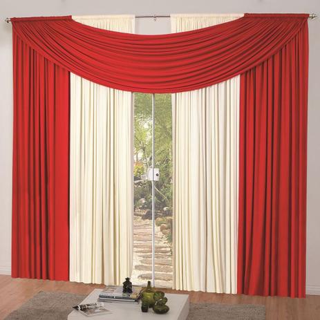 Cortina Para Varão Simples 2,00m x 1,80m Sofia - Vermelho/Palha - Bia enxovais Menor preço em Cortina Para Varão Simples 2,00m x 1,80m Sofia - Vermelho/Palha - Bia enxovais