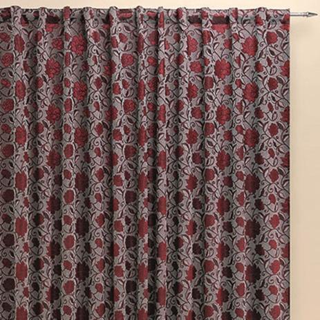 Cortina para varão simples tecido jacquard 2 metros austria - floral vinho - Rose jordão Menor preço em Cortina para varão simples tecido jacquard 2 metros austria - floral vinho - Rose jordão