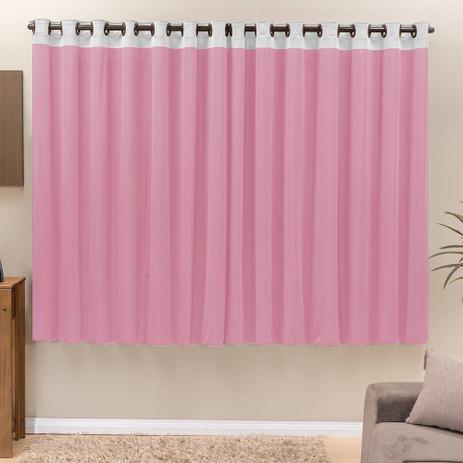 Cortina para Varão Simples Tecido Malha 2 Metros Beatriz - Rosa\ Branco - Brastuk cortinas Menor preço em Cortina para Varão Simples Tecido Malha 2 Metros Beatriz - Rosa\ Branco - Brastuk cortinas